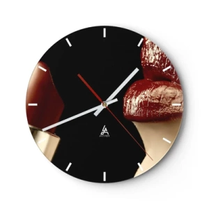 Orologio da parete - Orologio in Vetro - Labbra rosse e rossetto su sfondo nero - 30x30cm - Sensualità e splendore del carminio - Decorazione murale moderna per soggiorno, cucina e camera da letto ARTTOR