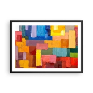 Poster in cornice nera - Rettangoli astratti colorati in diverse tonalità - 70x50cm - Ognuno diverso, tutti colorati - Decorazione murale moderna per soggiorno e camera da letto ARTTOR