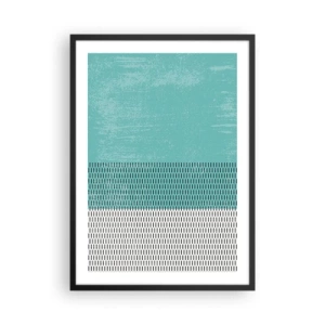 Poster in cornice nera - Motivo geometrico con elementi turchesi e bianchi in stile minimalista - 50x70cm - Composizione equilibrata - Decorazione murale moderna per soggiorno e camera da letto ARTTOR