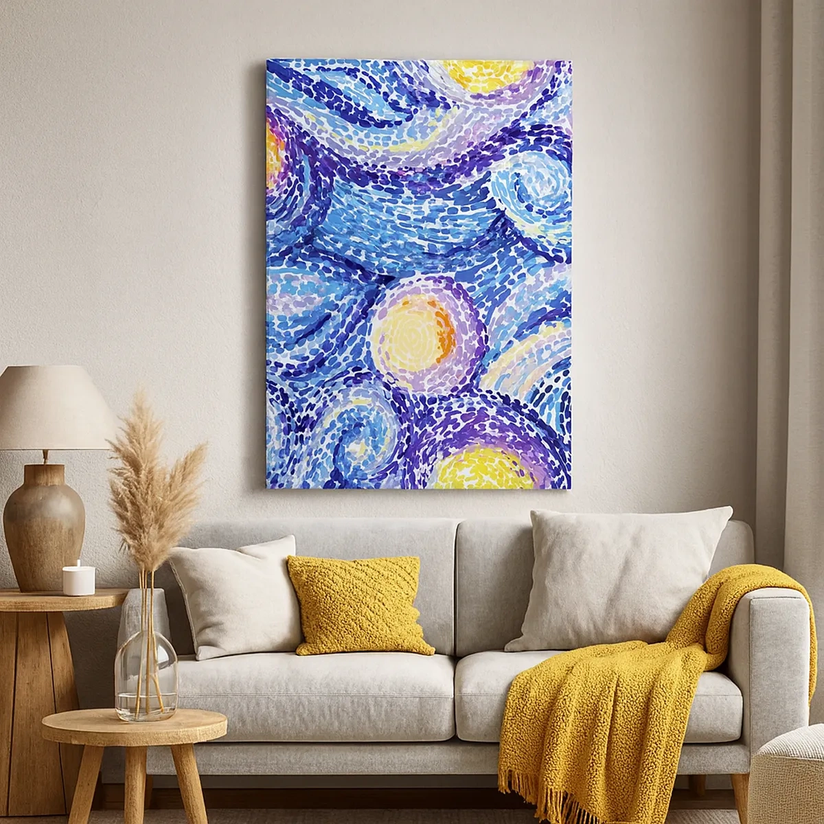 Quadro su tela - Stampe su Tela - Un'interpretazione artistica del cielo stellato nello stile di Van Gogh - 50x70cm - Dal quadro di Van Gogh - Decorazione murale moderna per soggiorno e camera da letto ARTTOR