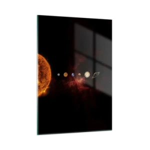 Quadro su vetro - Sistema planetario con il Sole su sfondo nero - 50x70cm - Il nostro vicinato - Decorazione murale moderna per soggiorno e camera da letto ARTTOR