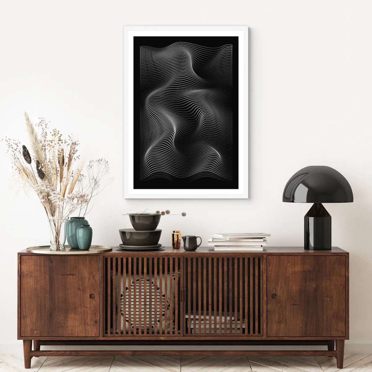 Poster in cornice bianca - La danza della luce nello spazio - 30x40 cm