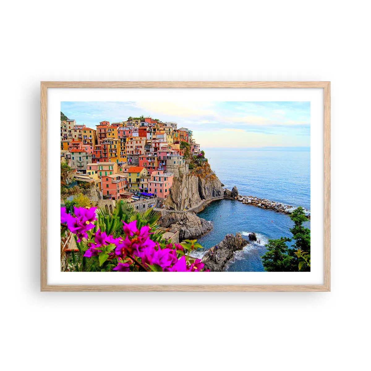 Poster in cornice rovere chiaro - La città che ride - 70x50 cm