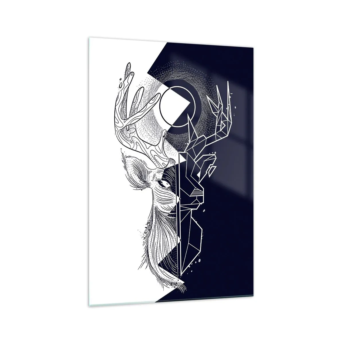 Quadro su vetro - Geometria e natura in una composizione simbolica - 70x100cm - Lotta e unità degli opposti - Decorazione murale moderna per soggiorno e camera da letto ARTTOR