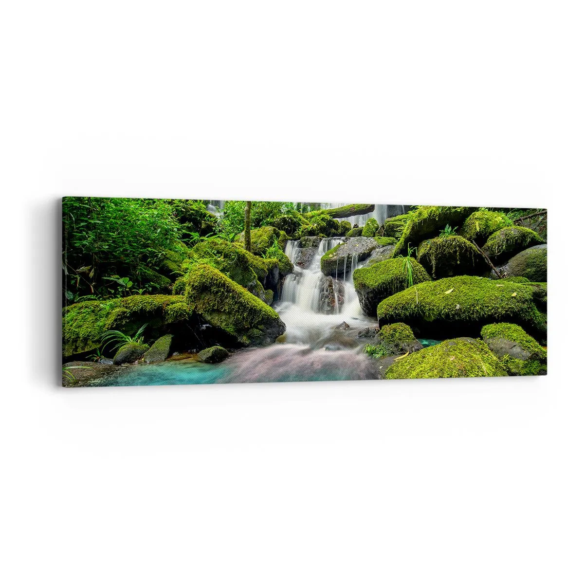 Quadro su tela - Stampe su Tela - Turchese, zaffiro e argento liquido - 90x30 cm