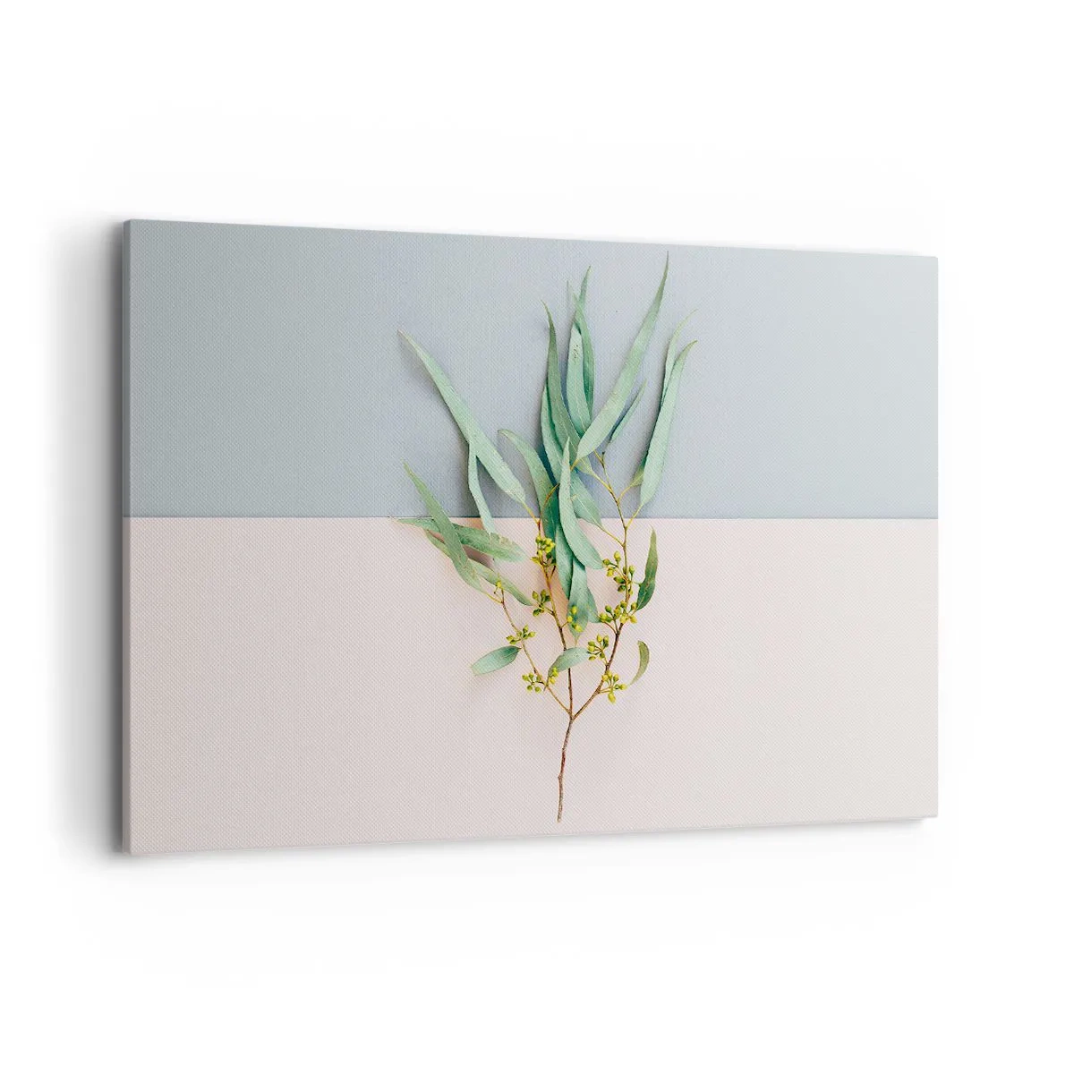 Quadro su tela - Stampe su Tela - Un ramo con foglie su uno sfondo di tonalità pastello - 120x80cm - Delicatezza pastello - Decorazione murale moderna per soggiorno e camera da letto ARTTOR