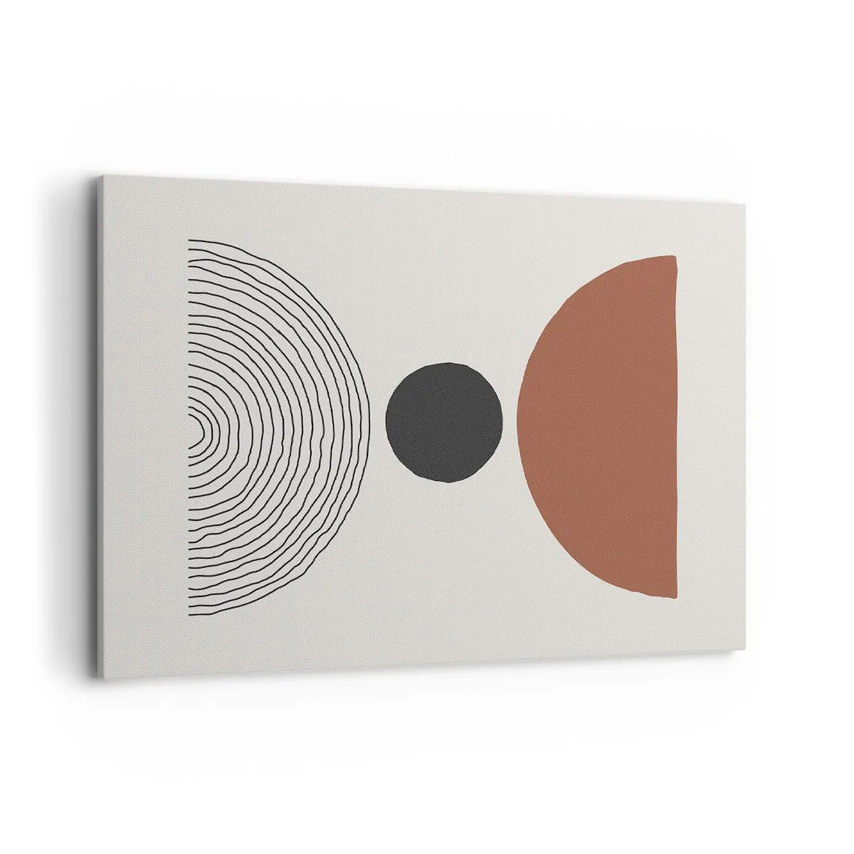 Quadro su tela - Stampe su Tela - Figure geometriche astratte in colori caldi - 100x70cm - Al centro dell'attenzione - Decorazione murale moderna per soggiorno e camera da letto ARTTOR