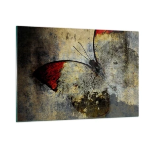 Quadro su vetro - Farfalla astratta su uno sfondo invecchiato - 120x80cm - Guarda prima che scompaia - Decorazione murale moderna per soggiorno e camera da letto ARTTOR