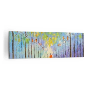 Quadro su tela - Stampe su Tela - Una pittoresca passeggiata tra le lanterne in una notte piovosa - 160x50cm - Canzone notturna sotto la pioggia - Decorazione murale moderna per soggiorno e camera da letto ARTTOR