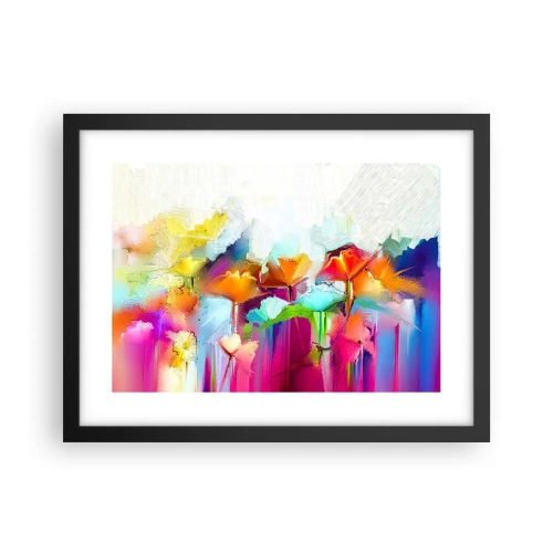 Poster in cornice nera - L'arcobaleno è fiorito - 40x30 cm