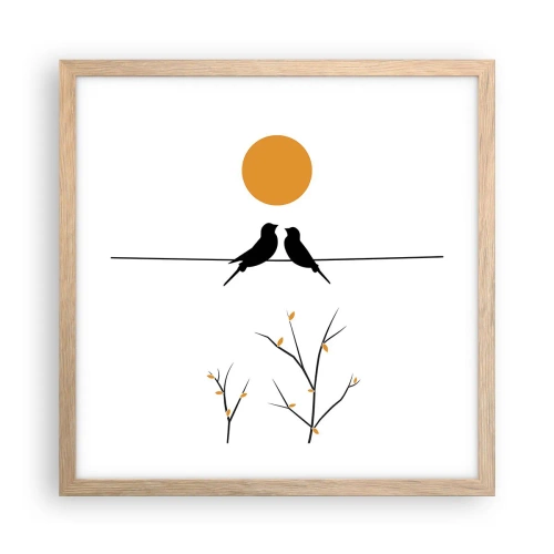 Poster in cornice rovere chiaro - Sera da usignoli - 40x40 cm