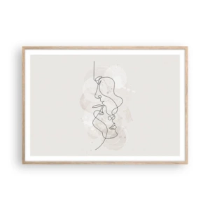 Poster in cornice rovere chiaro - Intrecciati in un abbraccio - 100x70 cm