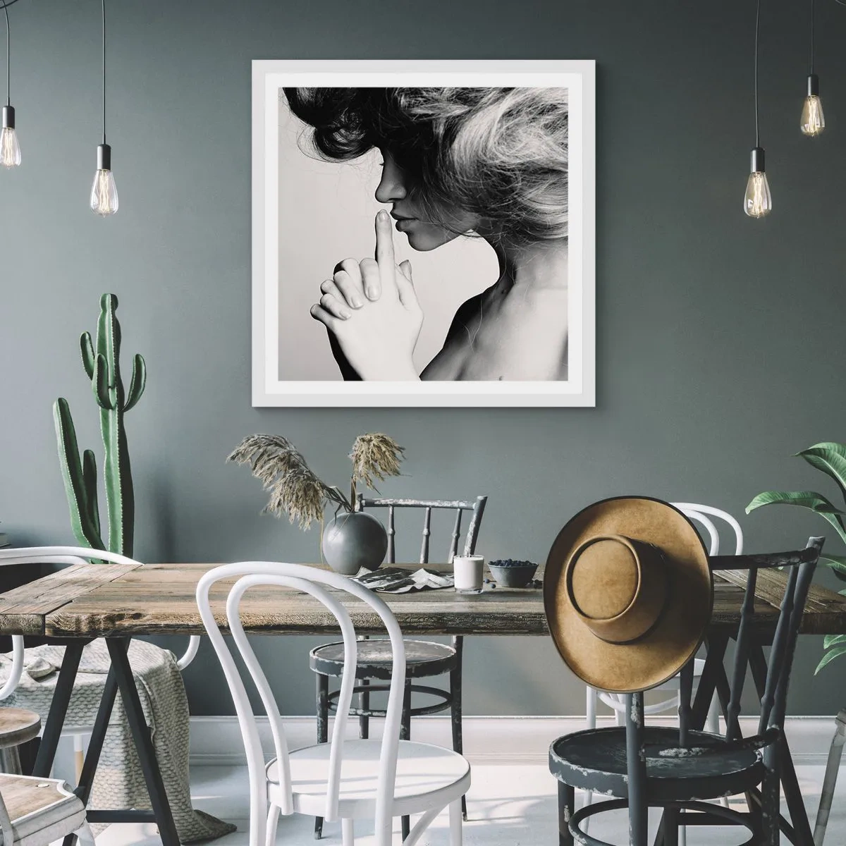 Poster in cornice bianca - Ascoltando se stessa - 50x50 cm