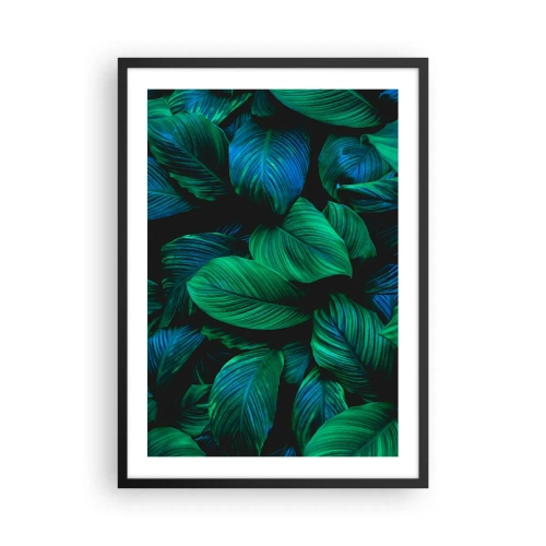 Poster in cornice nera - Foglie verdi in tonalità intense - 50x70cm - Nella folla verde - Decorazione murale moderna per soggiorno e camera da letto ARTTOR