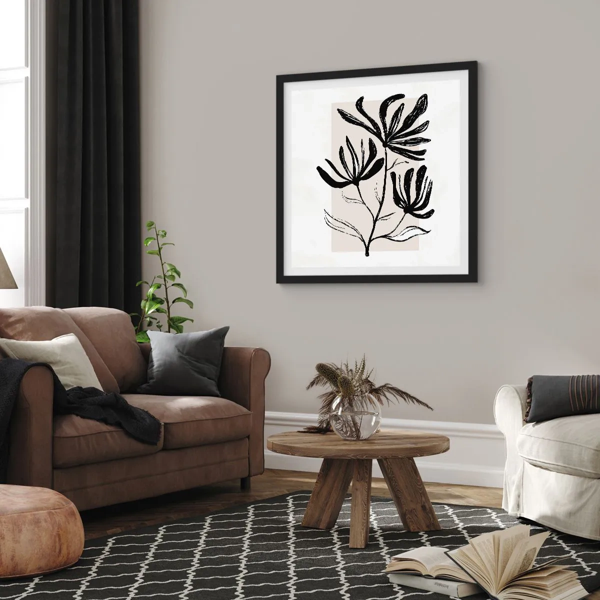 Poster in cornice nera - Uno schizzo per l'erbario - 30x30 cm