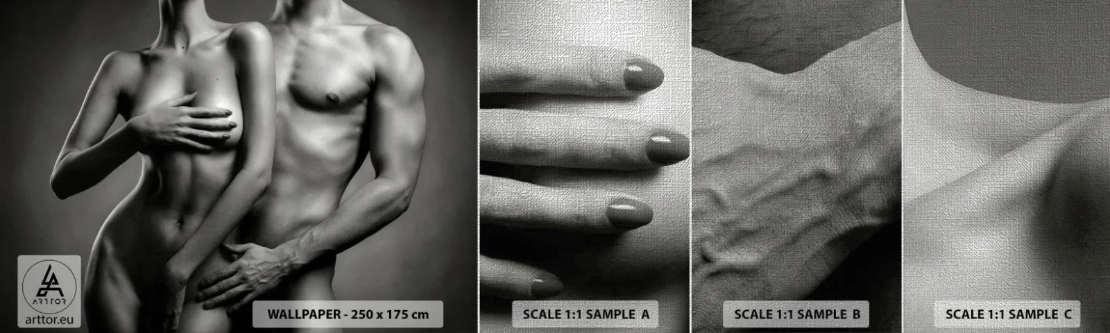 Campione di Fotomurale Premium Canvas - Adamo ed Eva - Donna, Uomo, Corpo - 100x30 cm