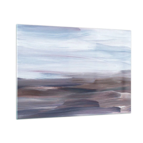 Quadro su vetro - Striature orizzontali di acqua in tonalità di blu e marrone in stile astratto - 100x70cm - Gli elementi: l'acqua - Decorazione murale moderna per soggiorno e camera da letto ARTTOR