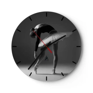 Orologio da parete - Orologio in Vetro - Ballerina in bianco e nero in una posa di danza classica - 30x30cm - Bella ballerina - Decorazione murale moderna per soggiorno, cucina e camera da letto ARTTOR