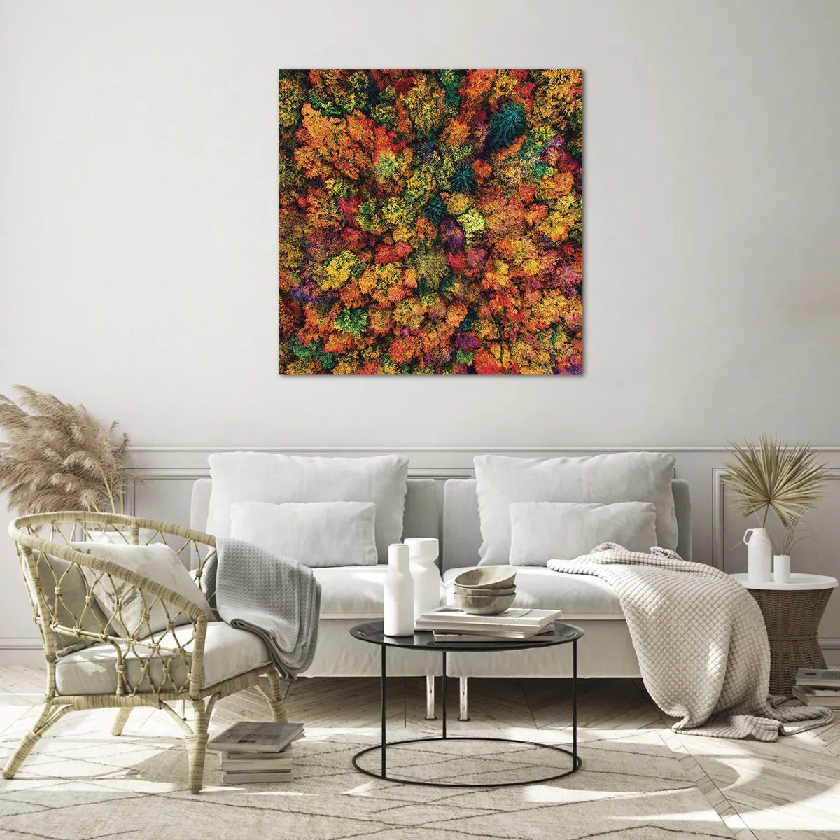 Quadro su vetro - Il bouquet degli alberi d'autunno - 60x60 cm