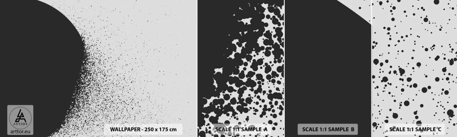 Campione Di Fotomurale Standard Eco - Il movimento delle particelle - Astrazione, Bianco e nero, Grafica - 100x30 cm