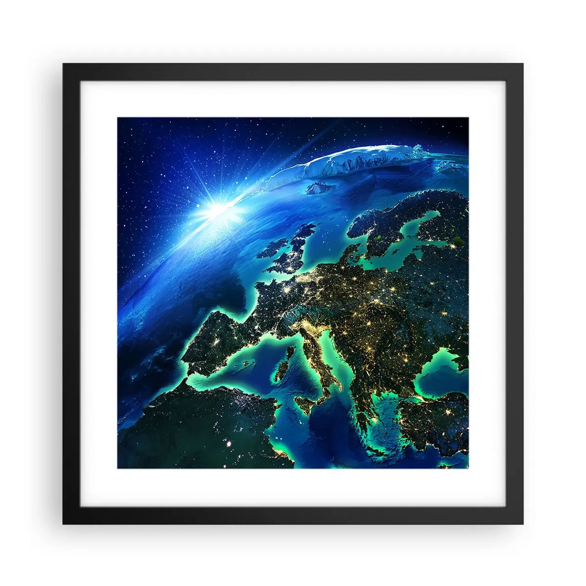 Poster in cornice nera - L'Europa scintillante - 40x40 cm