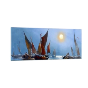 Quadro su vetro - Pesca notturna - 100x40 cm