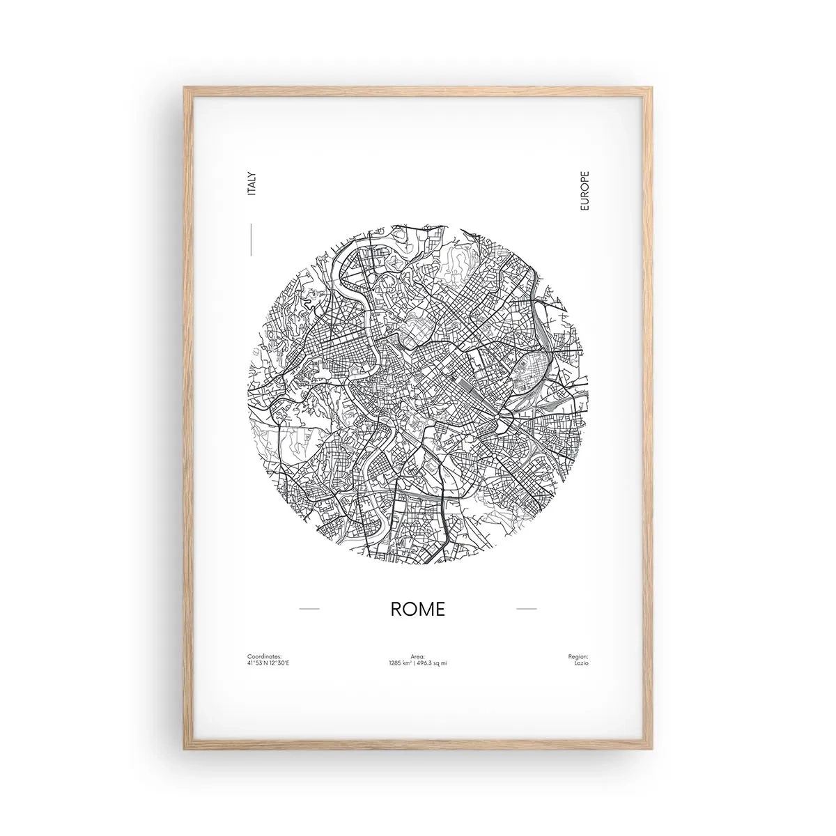 Poster in cornice rovere chiaro - Anatomia di Roma - 70x100 cm