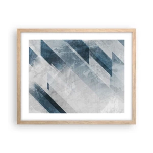 Poster in cornice rovere chiaro - Composizione spaziale: movimento in grigio - 50x40 cm