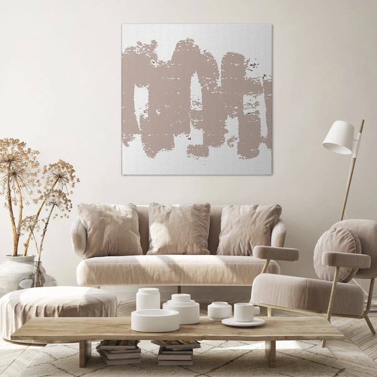 Quadro su tela - Stampe su Tela - Astrazione in un rosa mite - 70x70 cm