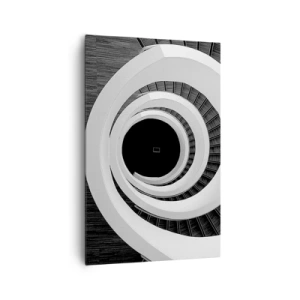 Quadro su tela - Stampe su Tela - Scala a chiocciola bianca e nera in stile moderno - 80x120cm - Verso l'essenza delle cose - Decorazione murale moderna per soggiorno e camera da letto ARTTOR