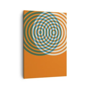 Quadro su tela - Stampe su Tela - Cerchi concentrici su sfondo arancione - 50x70cm - Composizione astratta a cerchi - Decorazione murale moderna per soggiorno e camera da letto ARTTOR