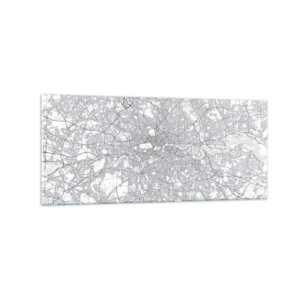 Quadro su vetro - Una mappa della città minimalista nei toni del grigio - 120x50cm - Mappa del labirinto di Londra - Decorazione murale moderna per soggiorno e camera da letto ARTTOR