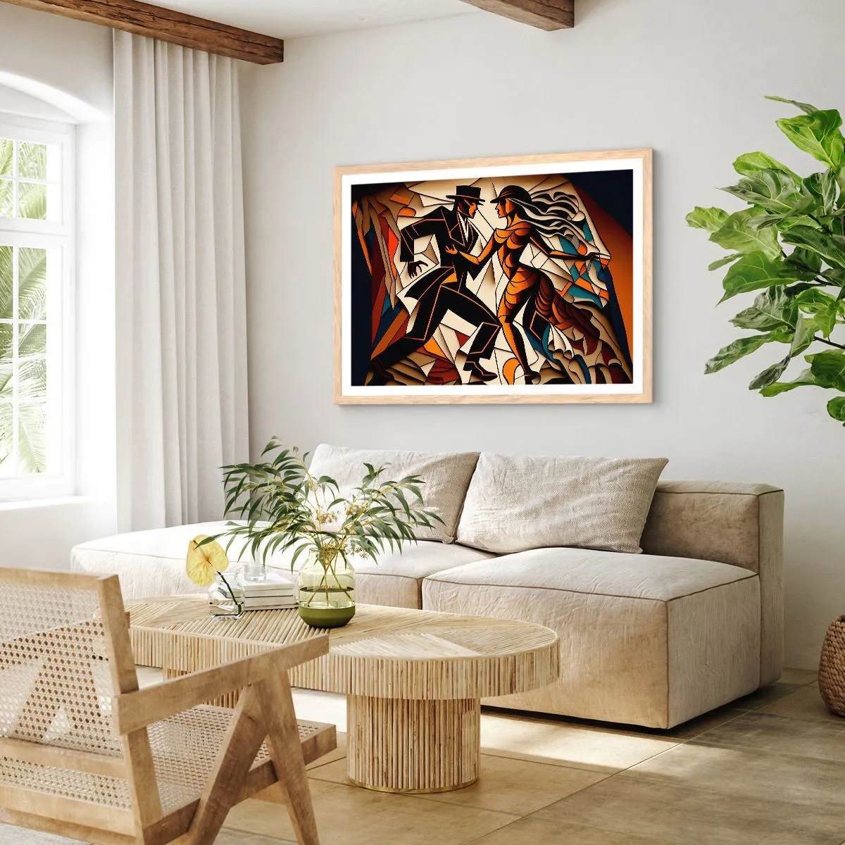 Poster in cornice rovere chiaro - La danza della passione - 100x70 cm