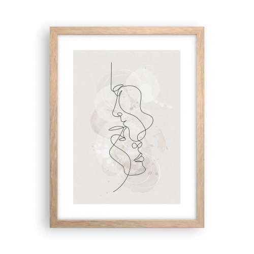 Poster in cornice rovere chiaro - Intrecciati in un abbraccio - 30x40 cm