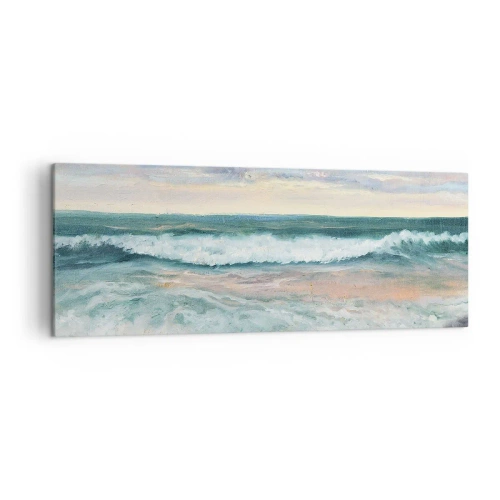 Quadro su tela - Stampe su Tela - Onde del mare contro un cielo nuvoloso al tramonto - 140x50cm - Dove l'anima si calma - Decorazione murale moderna per soggiorno e camera da letto ARTTOR