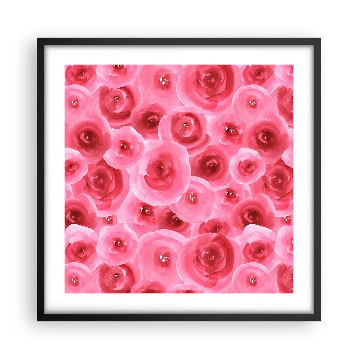 Poster in cornice nera - Rose in alto e in basso - 50x50 cm