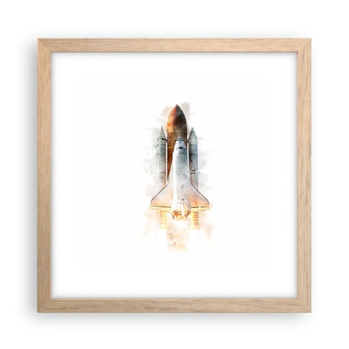 Poster in cornice rovere chiaro - La partenza degli esploratori - 30x30 cm