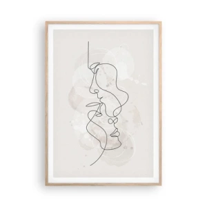 Poster in cornice rovere chiaro - Intrecciati in un abbraccio - 70x100 cm