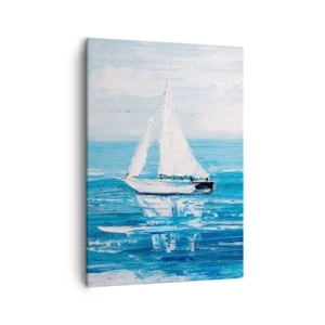 Quadro su tela - Stampe su Tela - Yacht sul mare blu in stile artistico - 50x70cm - Con un amico al fianco - Decorazione murale moderna per soggiorno e camera da letto ARTTOR