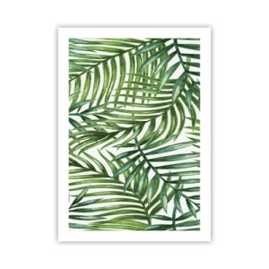 Poster - Palme in un motivo botanico minimalista - 50x70cm - Sotto un baldacchino verde - Decorazione murale moderna per soggiorno e camera da letto ARTTOR