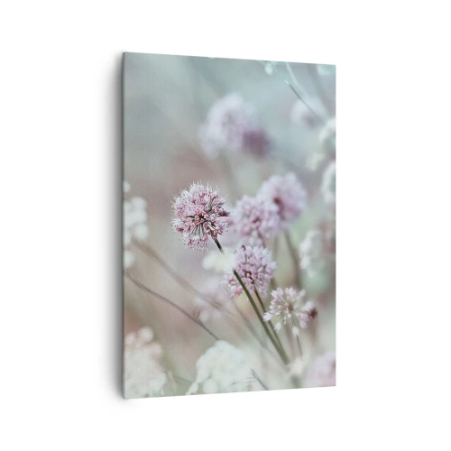 Quadro su tela - Stampe su Tela - Fiori delicati in tonalità pastello - 70x100cm - Le dolci filigrane delle erbe - Decorazione murale moderna per soggiorno e camera da letto ARTTOR