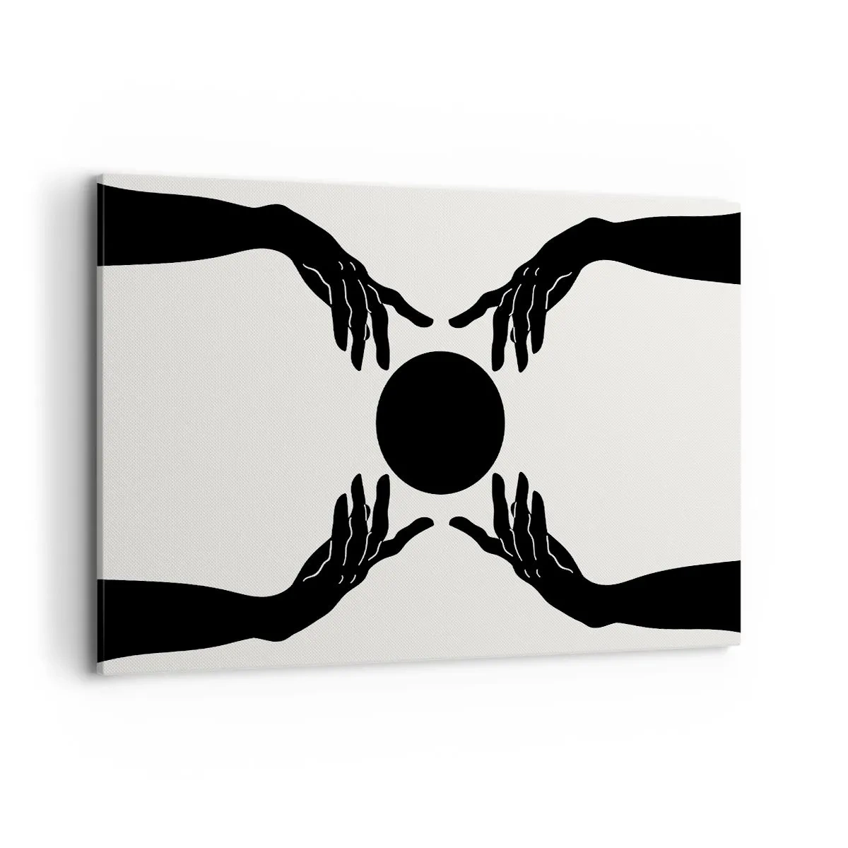 Quadro su tela - Stampe su Tela - Mani nere in una composizione simmetrica con una palla - 120x80cm - Segno misterioso - Decorazione murale moderna per soggiorno e camera da letto ARTTOR
