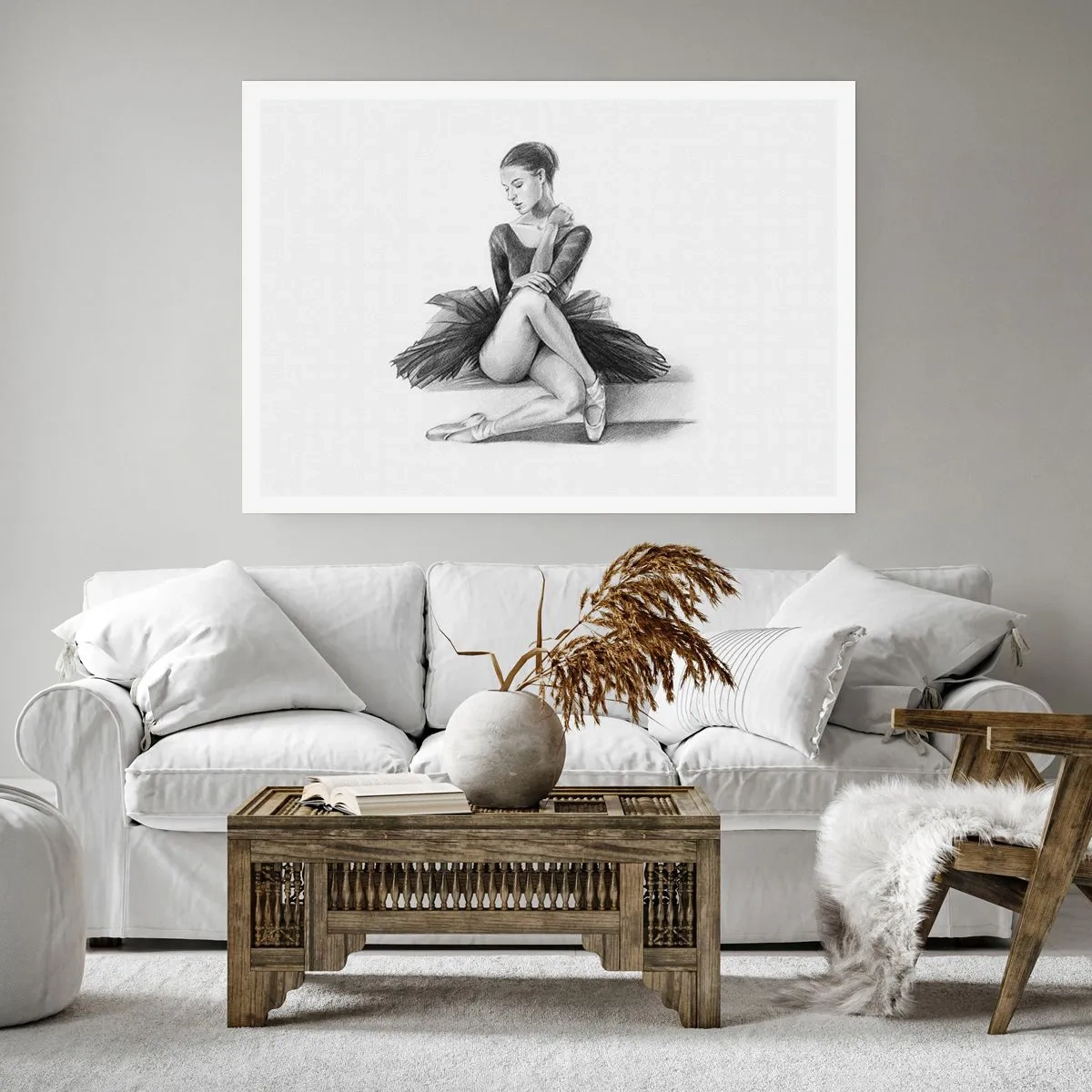 Poster - Uno schizzo di una ballerina in uno stile classico e sottile - 100x70cm - Incantata dalla danza - Decorazione murale moderna per soggiorno e camera da letto ARTTOR