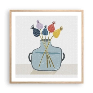 Poster in cornice rovere chiaro - Il silenzio dei papaveri - 60x60 cm