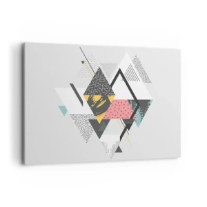 Quadro su tela - Stampe su Tela - Motivi geometrici su sfondo chiaro - 100x70cm - Variazione con triangoli e rombi - Decorazione murale moderna per soggiorno e camera da letto ARTTOR