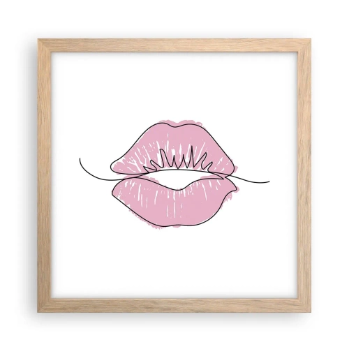 Poster in cornice rovere chiaro - Pronti al bacio? - 30x30 cm