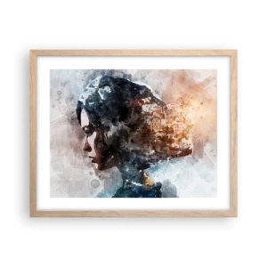 Poster in cornice rovere chiaro - Racconto su una ragazza con città sullo sfondo - 50x40 cm