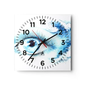 Orologio da parete - Orologio in Vetro - Immergersi nell'azzurro dello sguardo - 40x40 cm