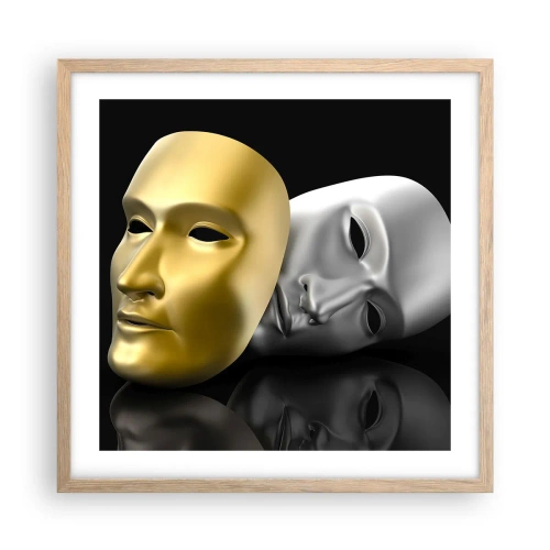 Poster in cornice rovere chiaro - La vita è teatro - 50x50 cm