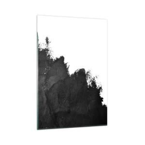 Quadro su vetro - Astrazione in bianco e nero con pennellate contrastanti - 80x120cm - Gli elementi: la terra - Decorazione murale moderna per soggiorno e camera da letto ARTTOR